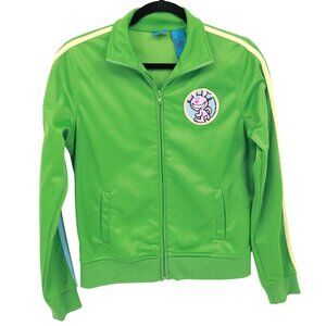 It's Happy Bunny Track Jacket Womens L Green Sporty Preppy Y2K Playful Vintage